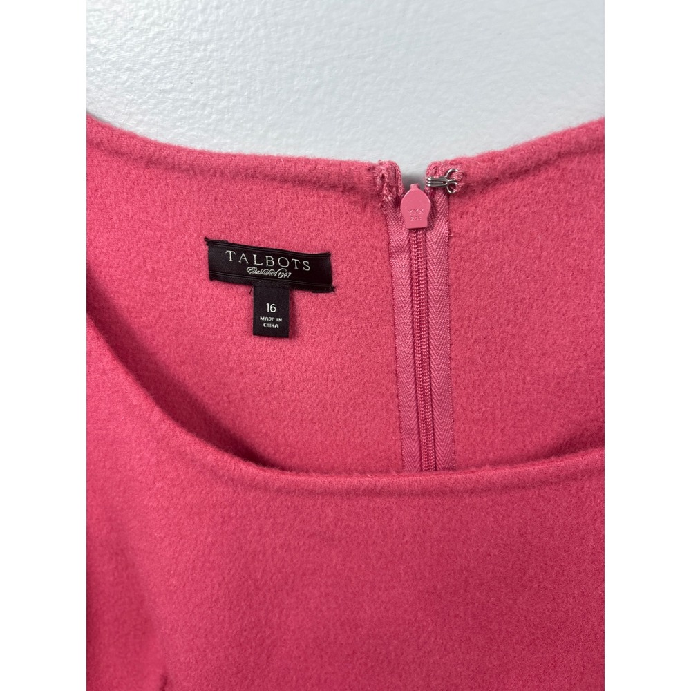 Talbots Pink Wool Blend Sheath Dress Womens 16 Sleeveless Career Preppy - Picture 2 of 7